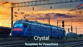  Presentation with transportation train - Slide set featuring trains and wagons railroad infrastructure background and a navy blue colored foreground