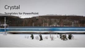  Presentation with transportation train - Theme with trains going fast throught background and a light gray colored foreground