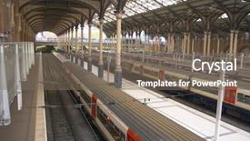  Presentation with trains - Amazing slide set having trains in liverpool st station backdrop and a gray colored foreground