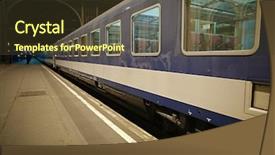  Presentation with trains - Beautiful theme featuring trains wagons on a station backdrop and a tawny brown colored foreground