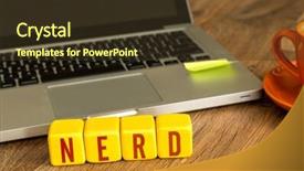  Presentation with cube - Beautiful slide set featuring nerd written on a wooden backdrop and a tawny brown colored foreground