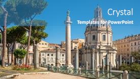  Presentation with rome italy - Presentation design featuring trajan-s-column-and-forum background and a teal colored foreground
