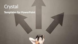  Presentation with contemplating - Theme enhanced with trajectory career - young contemplating businessman stands background and a  colored foreground