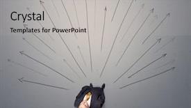  Presentation with contemplating - Audience pleasing presentation theme consisting of trajectory career - young contemplating businessman stands backdrop and a  colored foreground