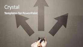  Presentation with contemplating - Cool new slide set with trajectory career - young contemplating businessman stands backdrop and a  colored foreground