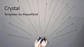  Presentation with contemplating - PPT layouts with trajectory career - young contemplating businessman stands background and a  colored foreground