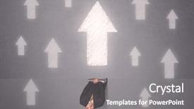  Presentation with contemplating - Colorful slide deck enhanced with trajectory career - young contemplating businessman stands backdrop and a gray colored foreground