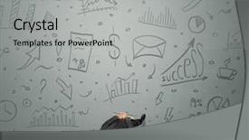  Presentation with contemplating - Cool new presentation theme with trajectory career - young contemplating businessman stands backdrop and a  colored foreground