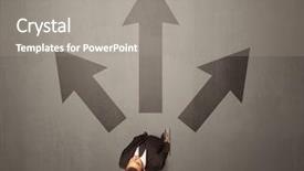  Presentation with contemplating - Slides with trajectory career - young contemplating businessman stands background and a  colored foreground