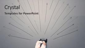  Presentation with contemplating - Presentation theme with trajectory career - young contemplating businessman stands background and a light gray colored foreground