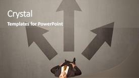  Presentation with contemplating - Slides featuring trajectory career - young contemplating businessman stands background and a gray colored foreground