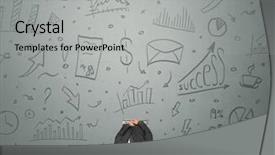  Presentation with contemplating - Cool new presentation theme with trajectory career - young contemplating businessman stands backdrop and a light gray colored foreground