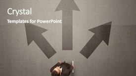  Presentation with contemplating - Presentation design with trajectory career - young contemplating businessman stands background and a  colored foreground