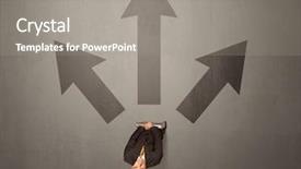  Presentation with contemplating - Slides with trajectory career - young contemplating businessman stands background and a  colored foreground