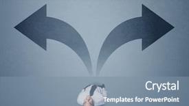  Presentation with two ways - Slides consisting of trajectory career - young smart businessman standing background and a seafoam green colored foreground