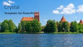  Presentation with summer - Presentation with trakai-castle-at-the-summer background and a light blue colored foreground
