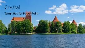  Presentation with summer - PPT layouts consisting of trakai-castle-at-the-summer background and a light blue colored foreground