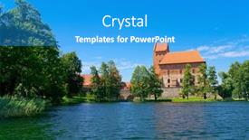  Presentation with castle - Presentation enhanced with trakai-castle-at-the-summer background and a teal colored foreground
