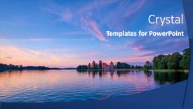  Presentation with cultural center - Amazing slide set having trakai-island-castle-in-lake backdrop and a teal colored foreground