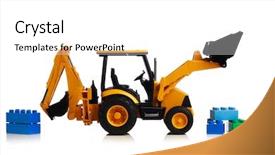  Presentation with white brick - Audience pleasing presentation theme consisting of traktors - backhoe tractor with brick toys backdrop and a white colored foreground