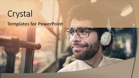  Presentation with bus - Audience pleasing presentation theme consisting of tram - traveling by bus backdrop and a coral colored foreground