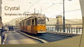  Presentation with budapest - Colorful presentation theme enhanced with tram at budapest backdrop and a cream colored foreground