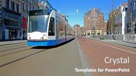  Presentation with tram - Slide set featuring tram-driving-at-the-rokin background and a coral colored foreground