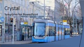  Presentation with finland - Amazing PPT theme having tram in helsinki finland backdrop and a light blue colored foreground