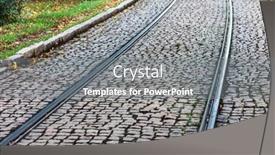  Presentation with tram - Presentation featuring tram-rails-in-a-modern background and a gray colored foreground