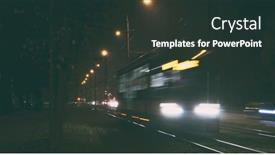  Presentation with tram - Colorful PPT theme enhanced with tram-rides-by-railway backdrop and a tawny brown colored foreground