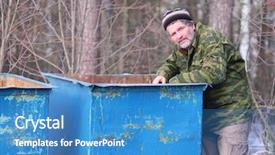  Presentation with smar garbage - Presentation theme having tramp near the garbage bin background and a  colored foreground