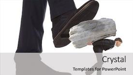  Presentation with best boss ever - PPT layouts with trample down heads - cared small businessman under big background and a light gray colored foreground