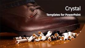  Presentation with cigarettes - Presentation design featuring trampling down on cigarettes - give background and a wine colored foreground