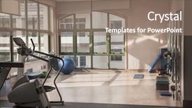  Presentation with fitness dance - Colorful slide deck enhanced with trampoline - fitness studio with dance rail backdrop and a  colored foreground