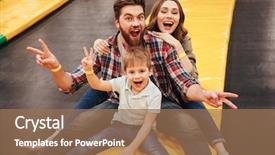  Presentation with joyful - Presentation theme enhanced with trampoline together at the entertainment background and a coral colored foreground