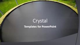  Presentation with green lawn - Beautiful PPT theme featuring trampoline-with-big-round-mat backdrop and a gray colored foreground