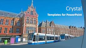  Presentation with amsterdam - Presentation theme enhanced with trams-in-front background and a teal colored foreground
