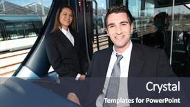  Presentation with driver - Presentation theme having career orientation - large group of people background and a  colored foreground.