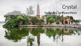  Presentation with vietnam hanoi - Theme having tran quoc temple in hanoi background and a  colored foreground