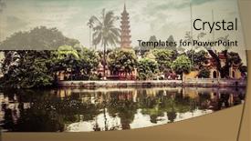  Presentation with vietnam hanoi - Audience pleasing theme consisting of tran quoc temple in hanoi backdrop and a  colored foreground
