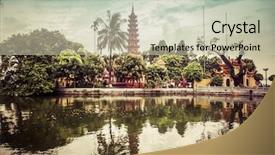  Presentation with vietnam hanoi - Colorful slide deck enhanced with tran quoc temple in hanoi backdrop and a  colored foreground