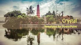  Presentation with vietnam hanoi - Slides featuring tran quoc temple in hanoi background and a  colored foreground