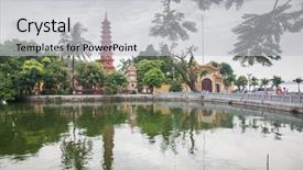  Presentation with vietnam hanoi - PPT layouts featuring tran quoc temple in hanoi background and a  colored foreground