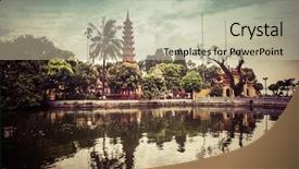  Presentation with vietnam hanoi - Presentation theme having tran quoc temple in hanoi background and a mint green colored foreground