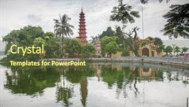  Presentation with vietnam hanoi - Cool new PPT theme with tran quoc temple in hanoi backdrop and a tawny brown colored foreground