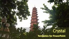  Presentation with vietnam hanoi - PPT layouts featuring tran quoc temple in hanoi background and a tawny brown colored foreground