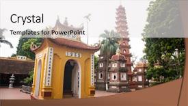  Presentation with vietnam hanoi - Colorful slide deck enhanced with tran quoc temple in hanoi backdrop and a white colored foreground