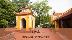  Presentation with vietnam hanoi - Slides enhanced with tran quoc temple in hanoi background and a coral colored foreground