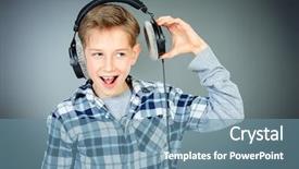  Presentation with music studio lowers - Audience pleasing PPT theme consisting of trance - cheerful teen boy listening backdrop and a seafoam green colored foreground