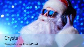  Presentation with christmas music - Beautiful slide deck featuring trance - dj santa claus in sunglasses backdrop and a light blue colored foreground